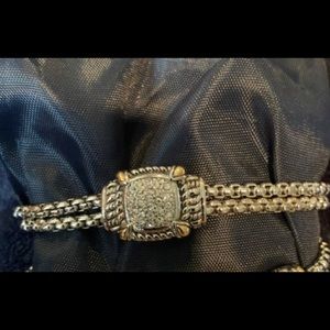 2 tone Pave magnetic Gold Bracelet W/ Rhinestones